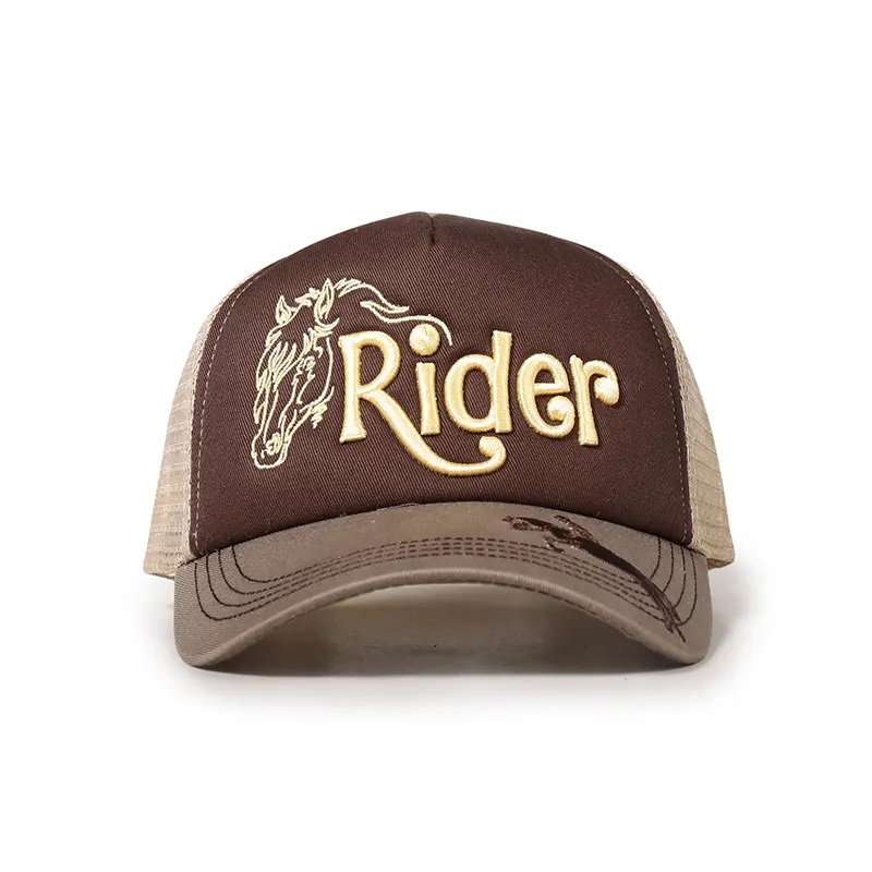 Logotipo bordado 3D personalizado de buena calidad 5 Panel de gorro Gorras Mesh Camioner Gat para hombres