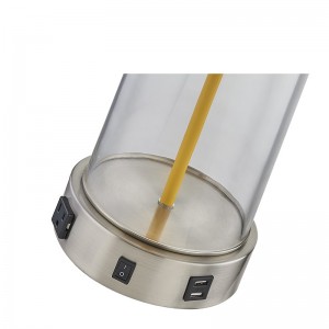 Lámpara de mesa de vidrio del hotel Home2 con un interruptor de balancín/off, una salida conveniente y un puerto de carga USB en la habitación del hotel