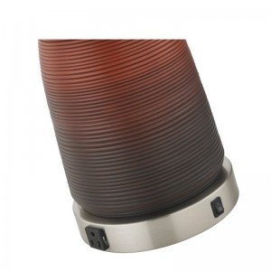 Lámpara de mesa de resina de hotel con cuerpo de resina de gradiente de ámbar y un interruptor de balancín en/off, dos salidas convenientes en la habitación del hotel