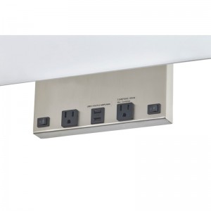 Lámpara de pared rectangular de Eagles Landing Hotel con acabado deníquel cepillado, dos en/off Rocker Switches, dos salidas convenientes y un puerto USB dual en la habitación del hotel