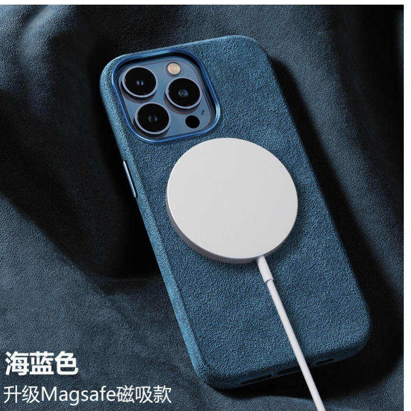 Lanueva caja de protección de cuero de gamuza ecológica de Apple iPhone 15 Ollanti está completamente cubierta con 360 grados de cobertura completa, evitando caídas y colisiones. El estuche de cuero del teléfono tiene una sensación suave y suave