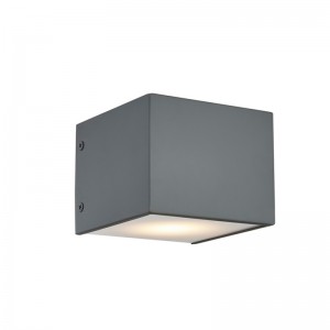 Lámpara de pared del hotel de hospitalidad con acabado gris plano pintado y LED integrado en el interior en la habitación típica del hotel