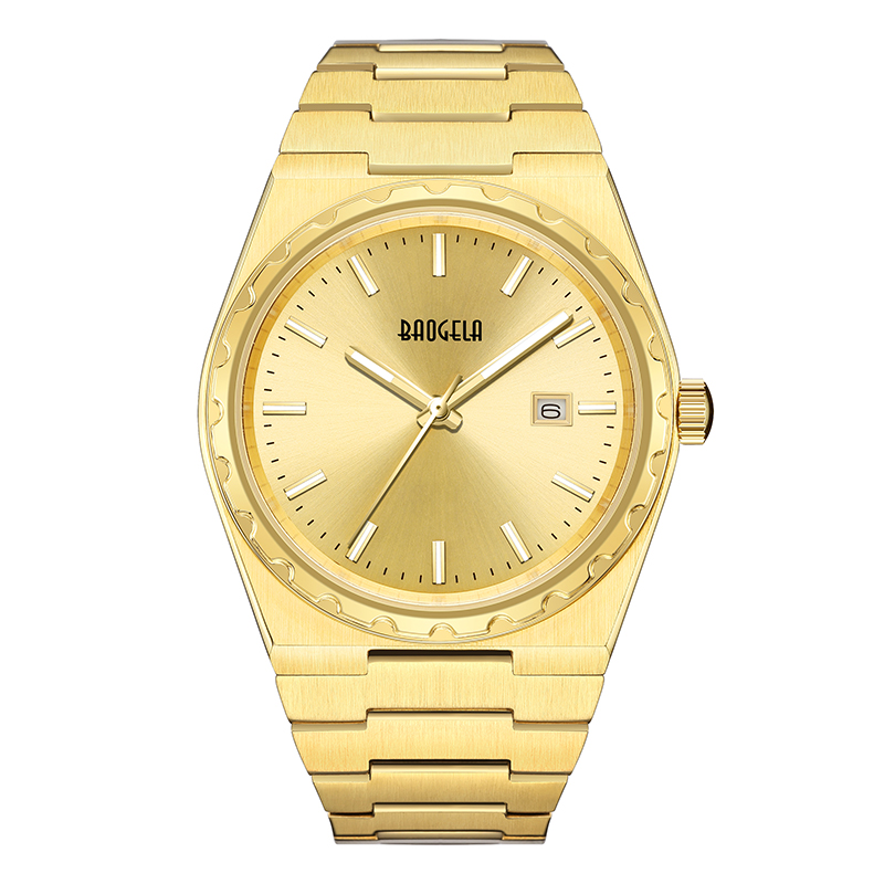 BAOGELA 40 mm Brand All Gold Stile inoxid de acero inoxidable Men Wutwatch Classic Business 50m Waterproof Japan Movement Watch for Men 22801