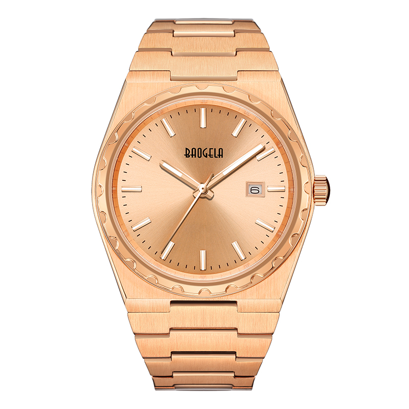 BAOGELA 40 mm Brand All Gold Stile inoxid de acero inoxidable Men Wutwatch Classic Business 50m Waterproof Japan Movement Watch for Men 22801