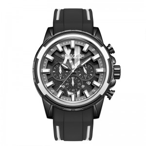 Baogela New Watches Men Correa de goma inoxidable Reloj azul para el hombre de lujo impermeable cronógrafo Wallwatch Luminous Relogio 22601