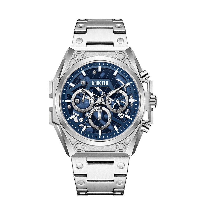 Relojes de acero inoxidable de lujo Baogela Hombres de marca Luxury Sport Strap Strap Wutwatch impermeabilizante Reloj de cuarzo 22605