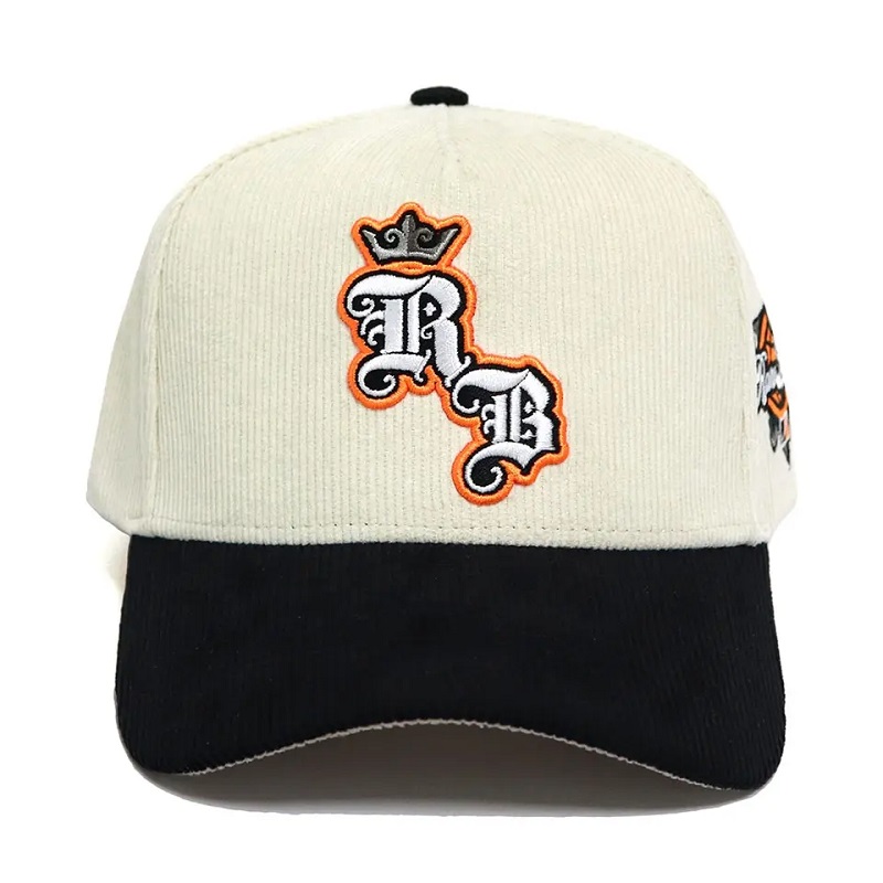 Sombrero de pana de tapa de béisbol de 5 paneles personalizado de fábrica directa con bordado 3D bordado logo de algodón sudor cubierta de invierno sombrero deportivo
