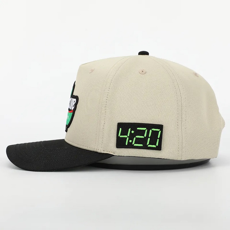 Capa de béisbol de algodón curvado de 5 paneles de OEM Custom, Gorras de perfil Midfil, Gorras, Bordado 3D Bordado Logotipo de papá estructurado