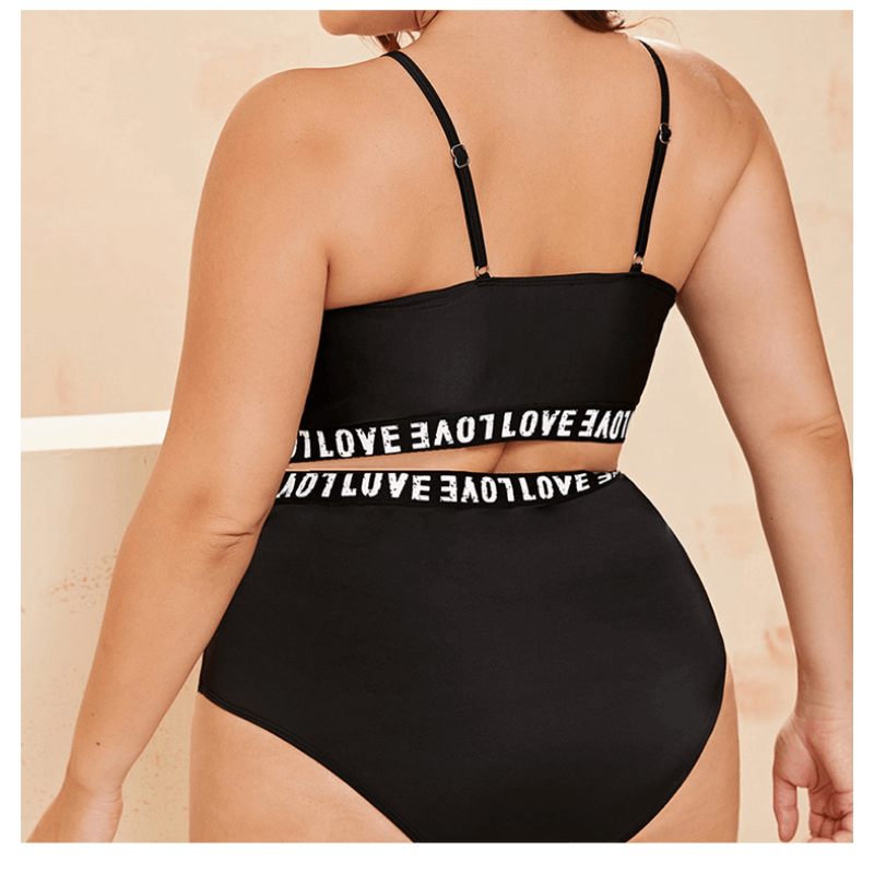 Bikini sólido cintura alta de cintura de amor