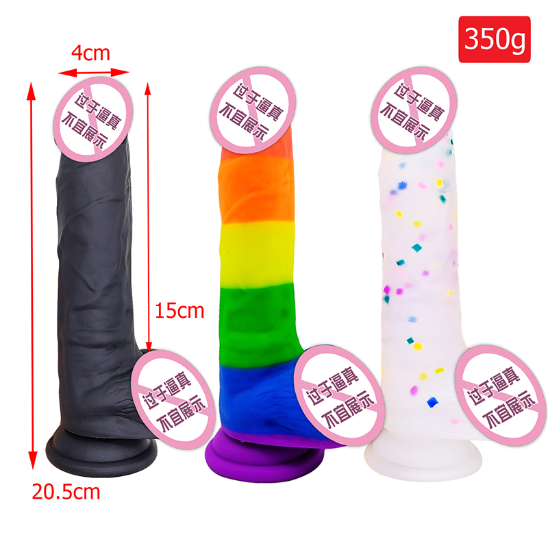 806-Rainbow Penis Amplement Telescópico Empujado Pene perro Enorme consolador anal Toy de sexo Big Long Realistic Dildo para mujeres