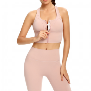 Conjunto de yoga cruzado de cremallera con cremallera