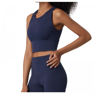 Chaleco de yoga de puntada de punto de descarga de color sólido