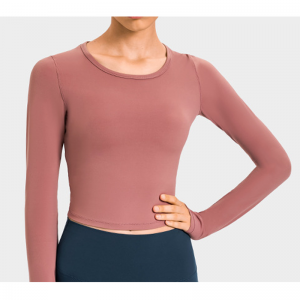 Camisa de yoga de dedo o cuello de cuello