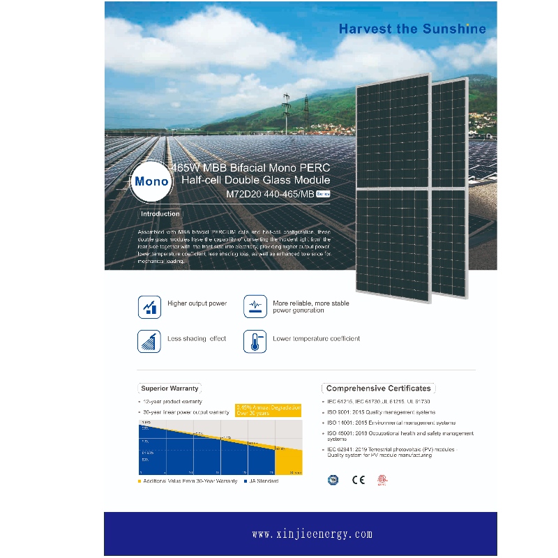 Alta eficiencia 465 W Sistema de panel de módulo solar fotovoltaico Venta en línea