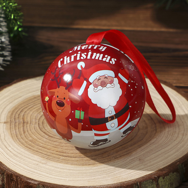 Tinplate Christmas Ball Caja de regalo de dulces de Navidad