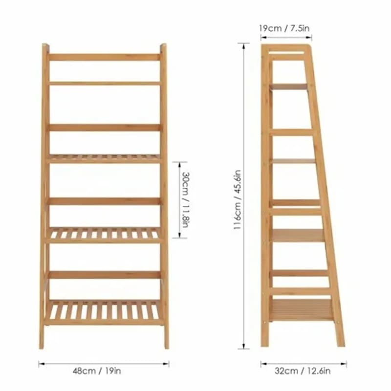 Estantería de la escalera de bambú