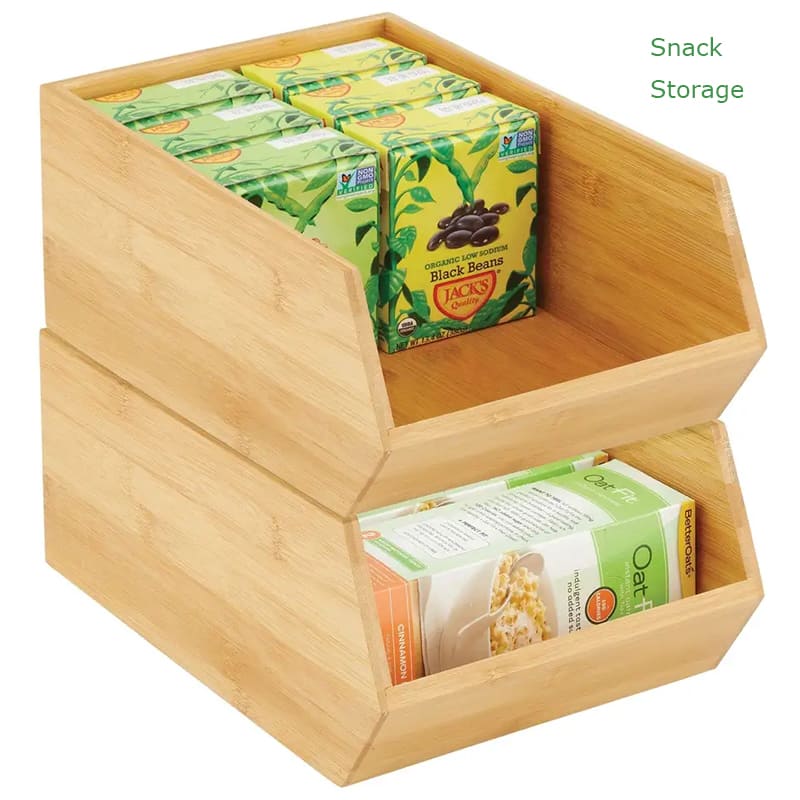 Caja de almacenamiento de bambú apilable