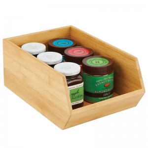 Caja de almacenamiento de bambú apilable