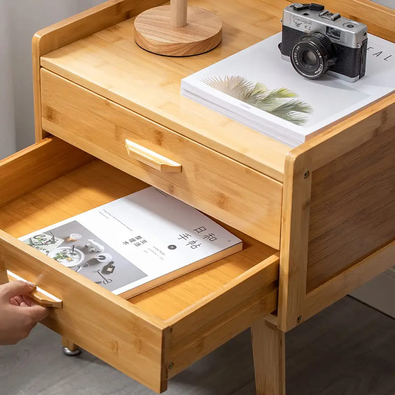 Mesa final de bambú con mesas denoche de cajones para espacios pequeños Mesa al lado de lanoche de almacenamiento para dormitorio