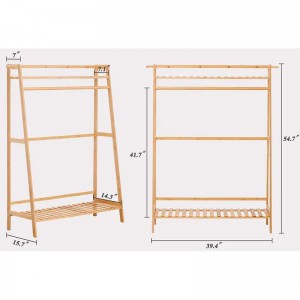 Estante de servicio pesado para ropa de bambú colgando abrigos de bambú Armario de bambú