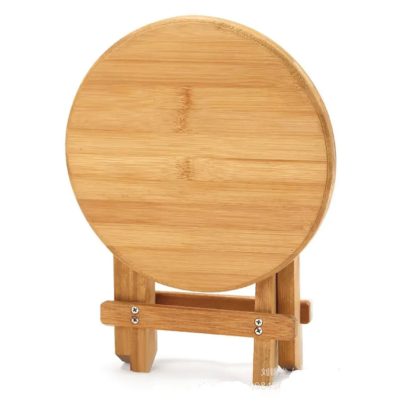 Taburete de bambú plegable multifuncional para ducha de pesca, jardín y patio (redondo)