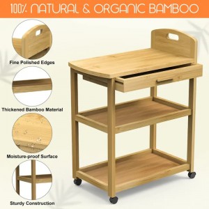 Estante abierto para la tienda PREPARACIÓN DE PREPARACIÓN CARRO DE ALMACENA DE BAMBOO CAR