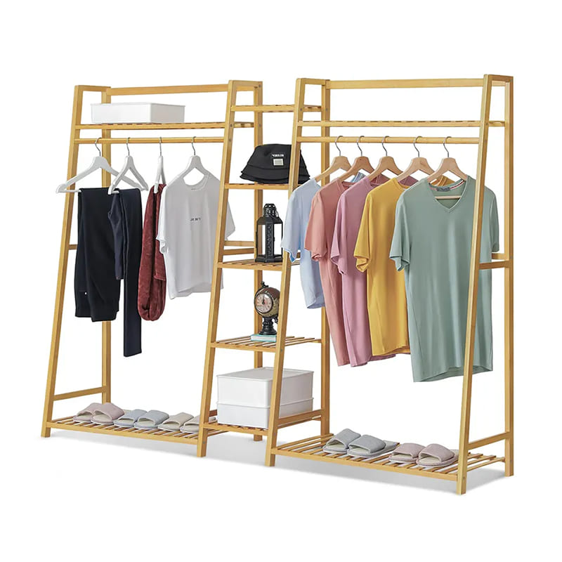 Trapezoidal Ropa de ropa independiente Organizador de ropa de vestuario de bambú