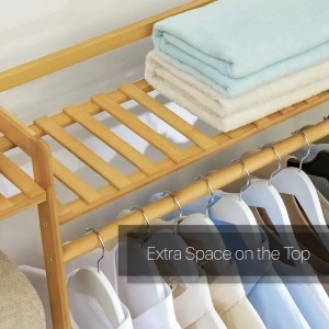 Trapezoidal Ropa de ropa independiente Organizador de ropa de vestuario de bambú