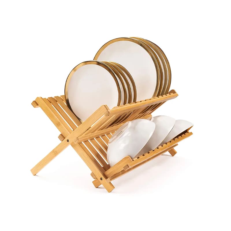 Estante de secado de platos de bambú