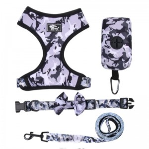 Collar de cachorro de lujo personalizado Bolsa de caca ajustable Bandana Bandana reversible y transpirable Sets de arneses de perros deneopreno transpirable