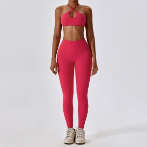 SC1061 Sport Bra y Leggings Set Yoga Conjunto Traje de yoga Juego para mujeres con ropa de gimnasia al aire libre