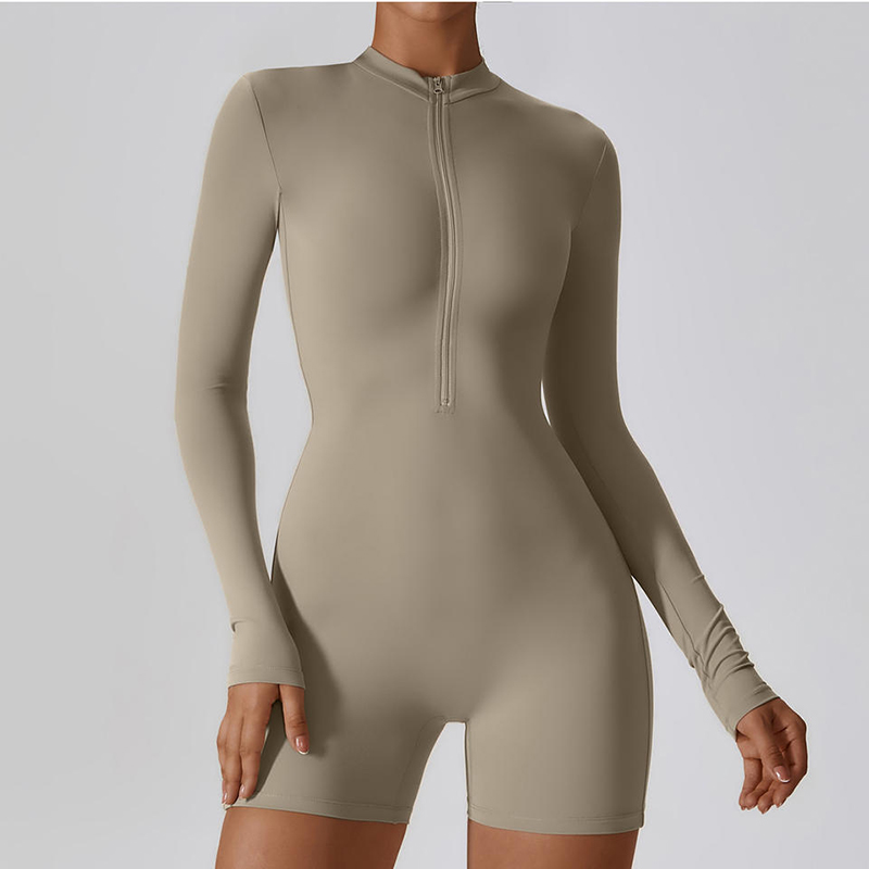 SC10610 Ropa de gimnasia con cremallera Top de yoga Continúa activa One Pieces Femenina sin costuras Conjuntos de yoga Bodysuit