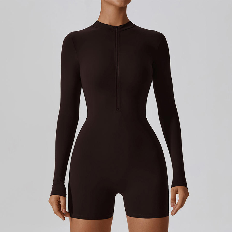 SC10610 Ropa de gimnasia con cremallera Top de yoga Continúa activa One Pieces Femenina sin costuras Conjuntos de yoga Bodysuit