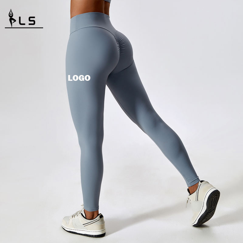 SC10107 Pantalones elásticos de cuatro vías respirables personalizados estirado de la cintura alta ygada de yoga seca para mujeres