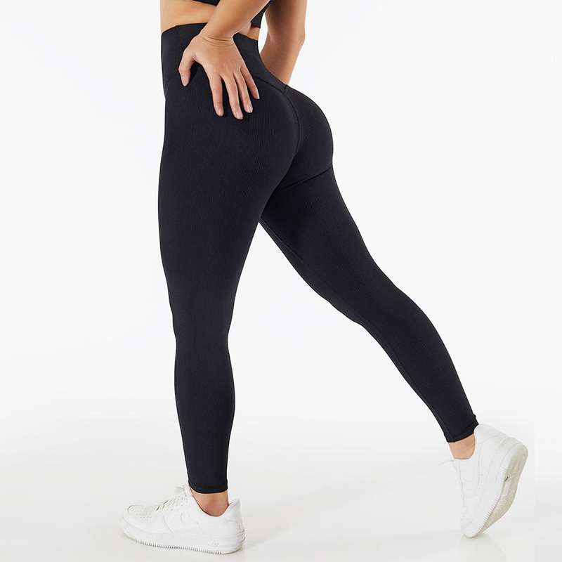 SC101013 LOGO COMENTARIO Pantalones de yoga de elevación de tope sin costuras Leggings para mujeres V corte de fitness.