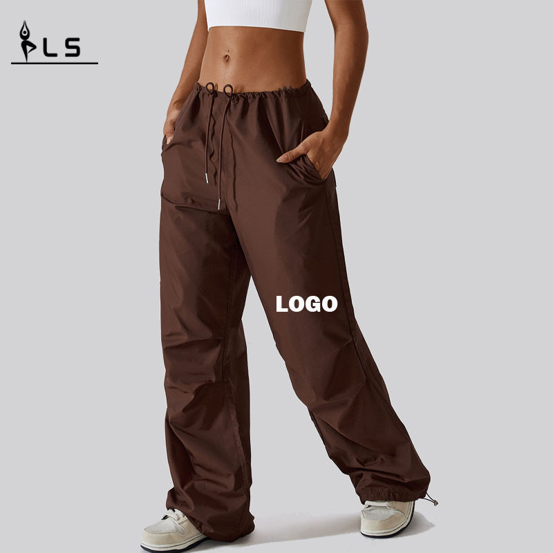 SC10113 Pantalones informales de pierna ancha Las mujeres de estilo americano de estilo americano \\ sharnt-starts rectas pantalones holgados
