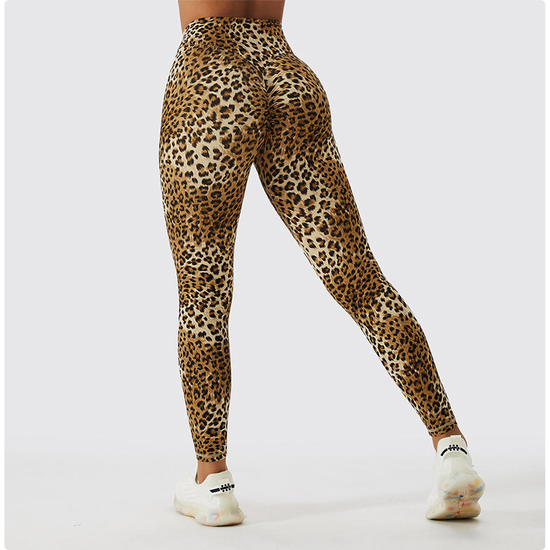 SC10112 Costrado Leopardo Impresión Alta cintura Fitness Legging Femme Scrunch Bum Leggings Pantalones de yoga