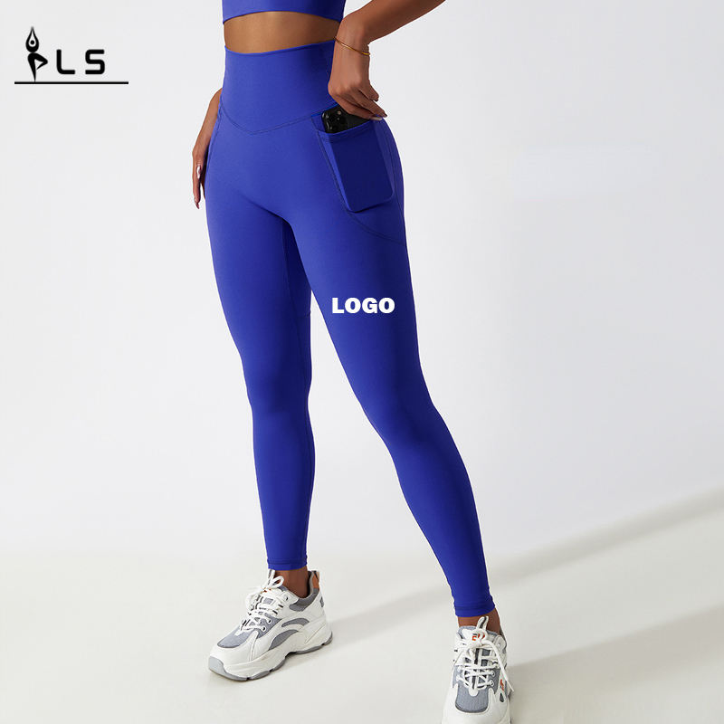 SC10116 Pantalones de yoga sexy sin costura con bolsillos para mujeres Leggings transpirables Fitness Yoga Leggings Pants