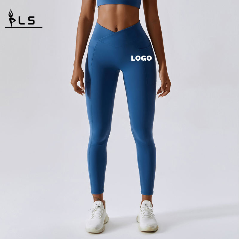 SC10117 Leggings de tope de scrunch para mujeres con medias de gimnasio de logo personalizados Butt Butt Women Yoga Leggings