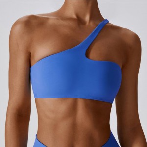 SC10188 Cross Back Yoga Sports Bra High Impacto Alto Azul acolchado Un hombro Tople Lift Sport Bra