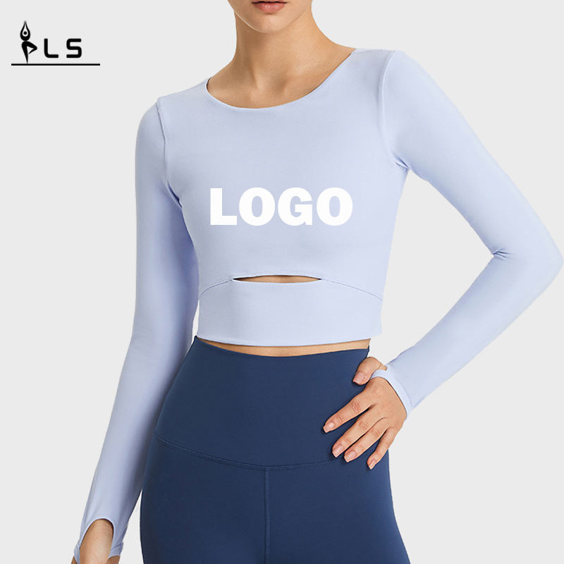 SC10275 ajustado ajustado camiseta de yoga de manga larga