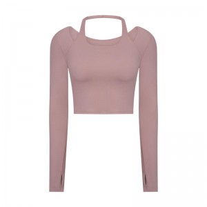 SC10273 Logotipo personalizado Tamisas de yoga Fitness Correr camisetas de cuello redondo Camisa Mujer Camisa de deportes de manga larga para mujeres