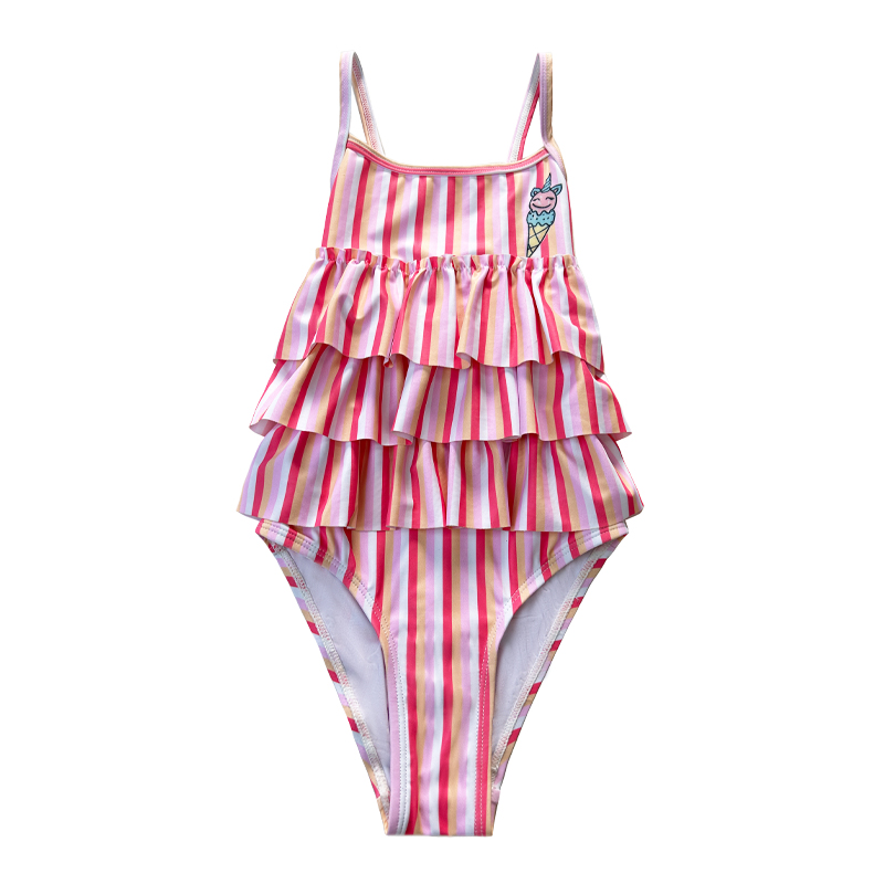 Vestido de pastel estampado a rayas de una pieza traje de baño para bebés