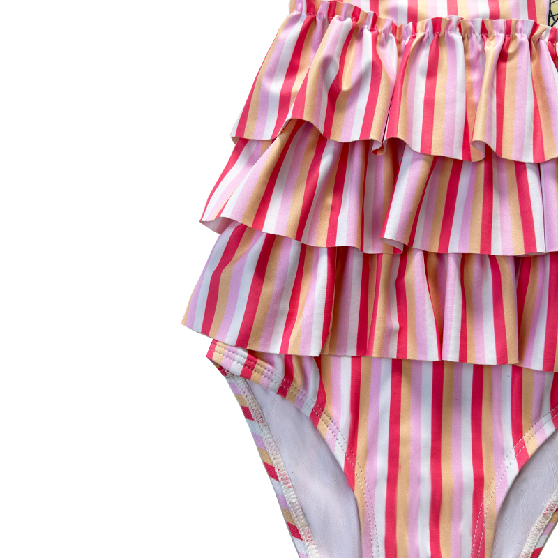 Vestido de pastel estampado a rayas de una pieza traje de baño para bebés