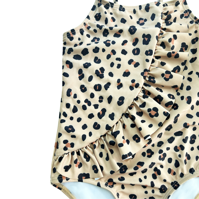 Halter estampado de leopardo de una pieza de una pieza