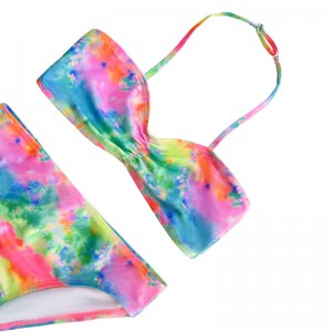 Niños \\\\ \'traje de baño con cuello halter y color de gradiente