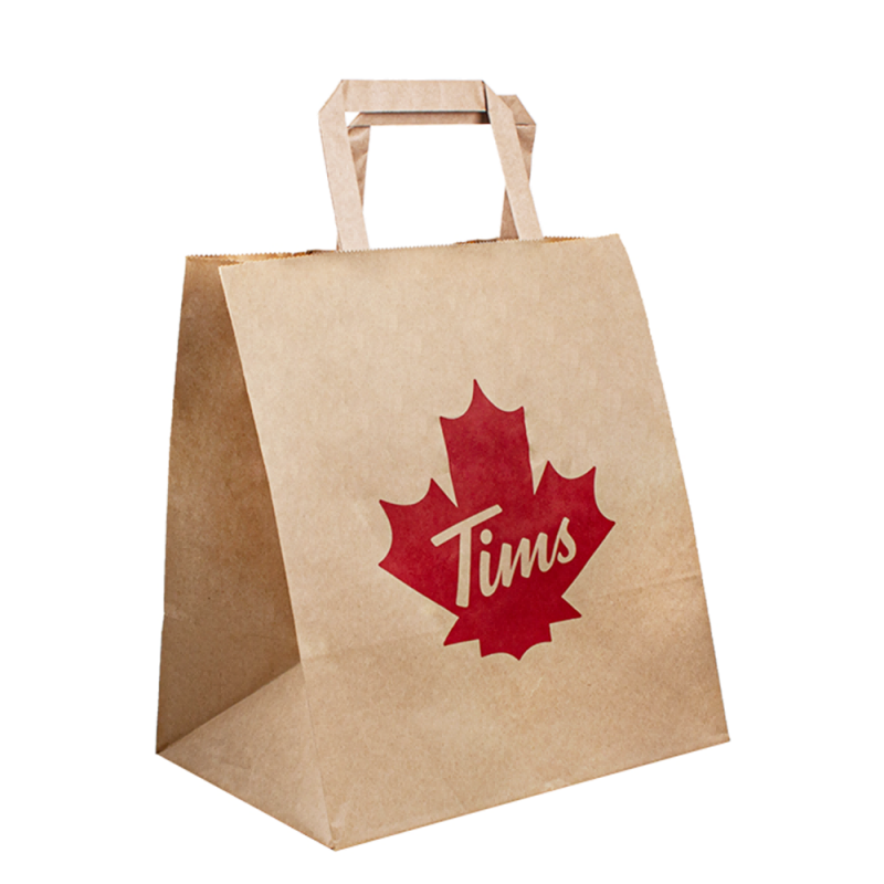 Bolsas de compras de regalos biodegradables impresas personalizadas con mango, bolso de papel kraft brown brown