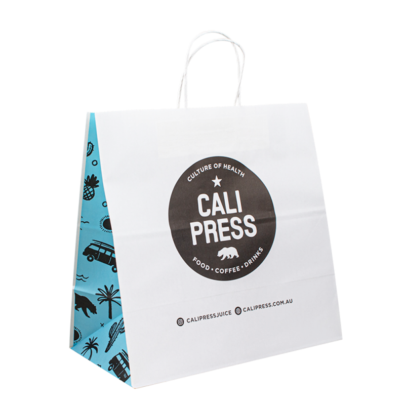 Mango de compras de impresión personalizado Kraft Paper Bag