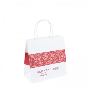 Price de fábrica Bolsa de papel blanco Kraft Kraft personalizable con mango de cuerda con logotipo Aceptar personalizado