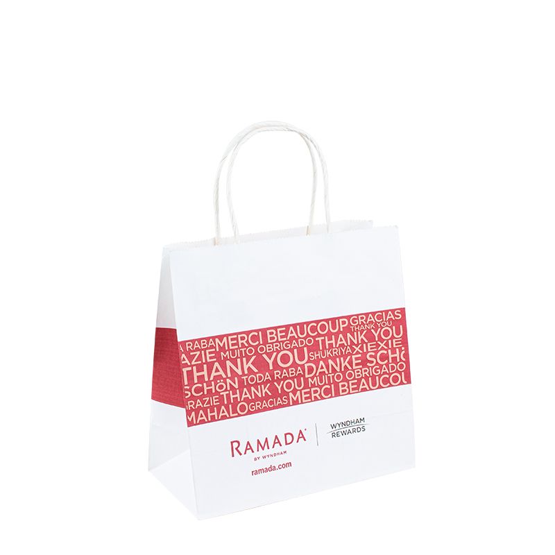 Price de fábrica Bolsa de papel blanco Kraft Kraft personalizable con mango de cuerda con logotipo Aceptar personalizado